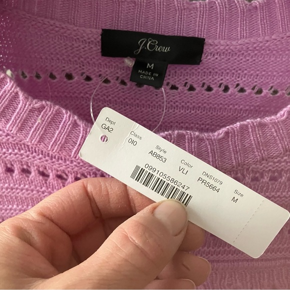 J. Crew Crewneck Scalloped Pointelle Sweater in Lilac - Size M NWT - Picture 5 of 5